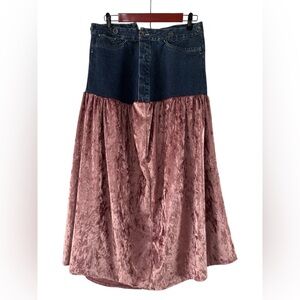 S.C.Surplus Dusty Rose Velvet Maxi Jean Skirt NWOT